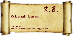 Kubanek Barna névjegykártya