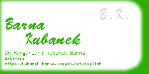 barna kubanek business card